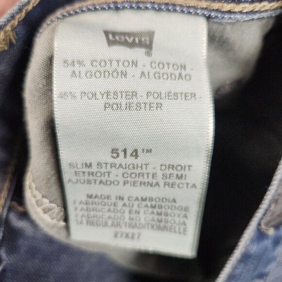 Levis 514 Jeans Mens 27x27 Blue Straight Fit Slim Leg Classic Faded Cotton Denim - Picture 8 of 10